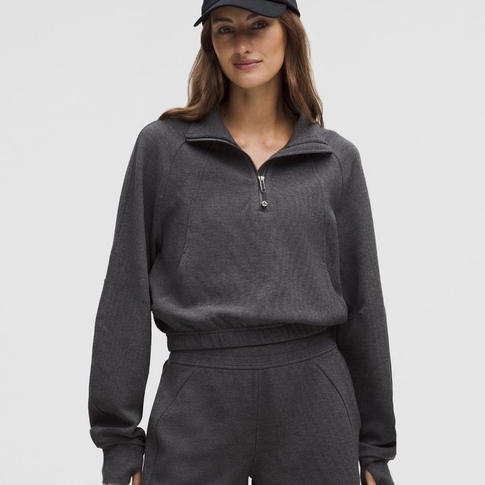 NWT Lululemon Scuba Cropped 1/2 Zip Funnel Neck *Waffle*